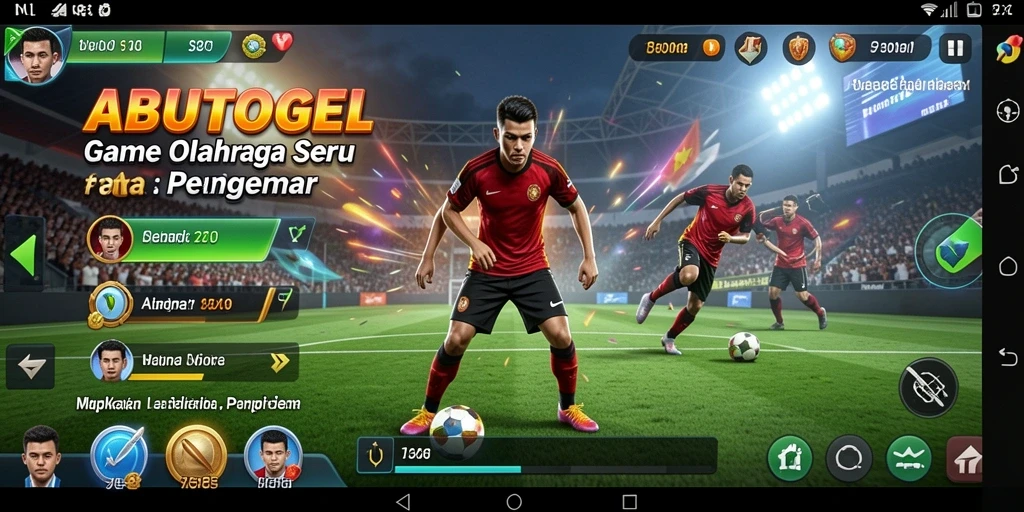 Screenshot ABUTOGEL menampilkan gameplay olahraga yang menegangkan dan interaktif.