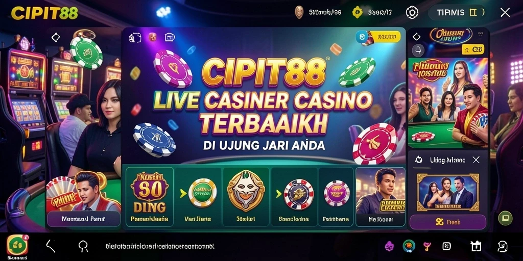Screenshot gameplay CIPIT88 yang menunjukkan dealer langsung dan meja permainan.