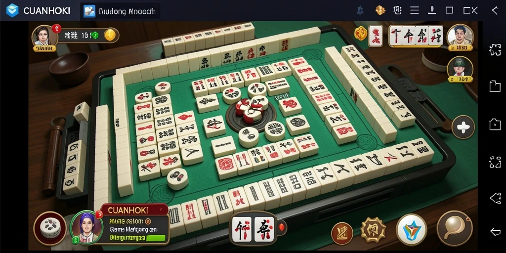 Tampilan antarmuka permainan Mahjong CUANHOKI yang menarik.
