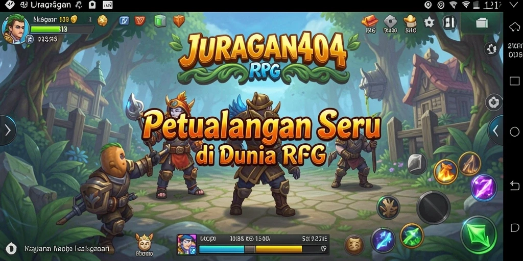 Screenshot JURAGAN404 menunjukkan pertempuran seru di dunia RPG.