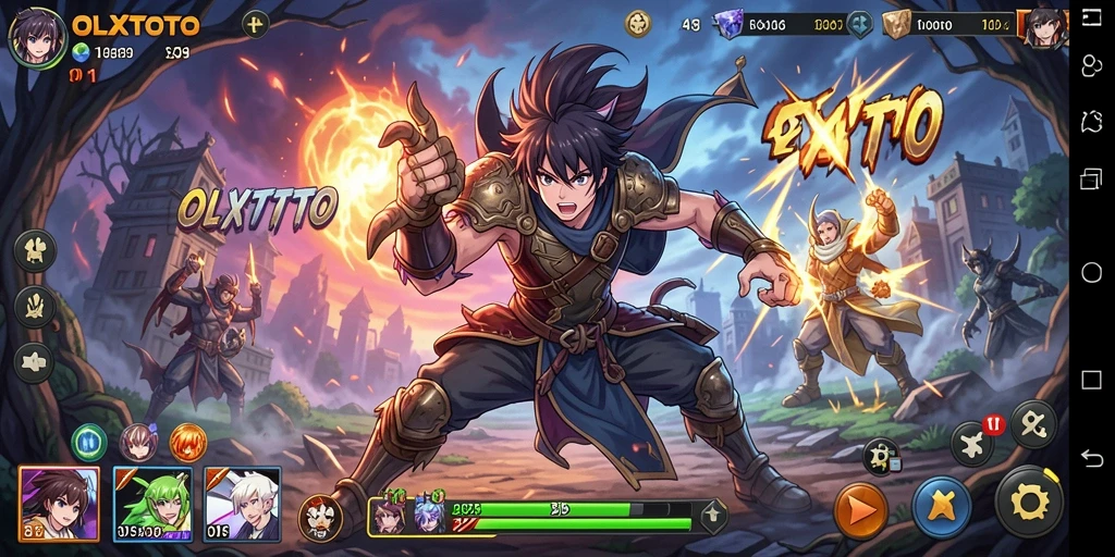Tangkapan layar gameplay OLXTOTO menampilkan aksi seru dengan karakter anime favorit.