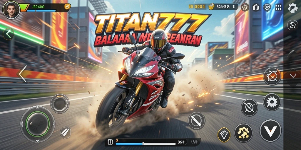 Screenshot gameplay balapan motor yang memukau dan penuh aksi.